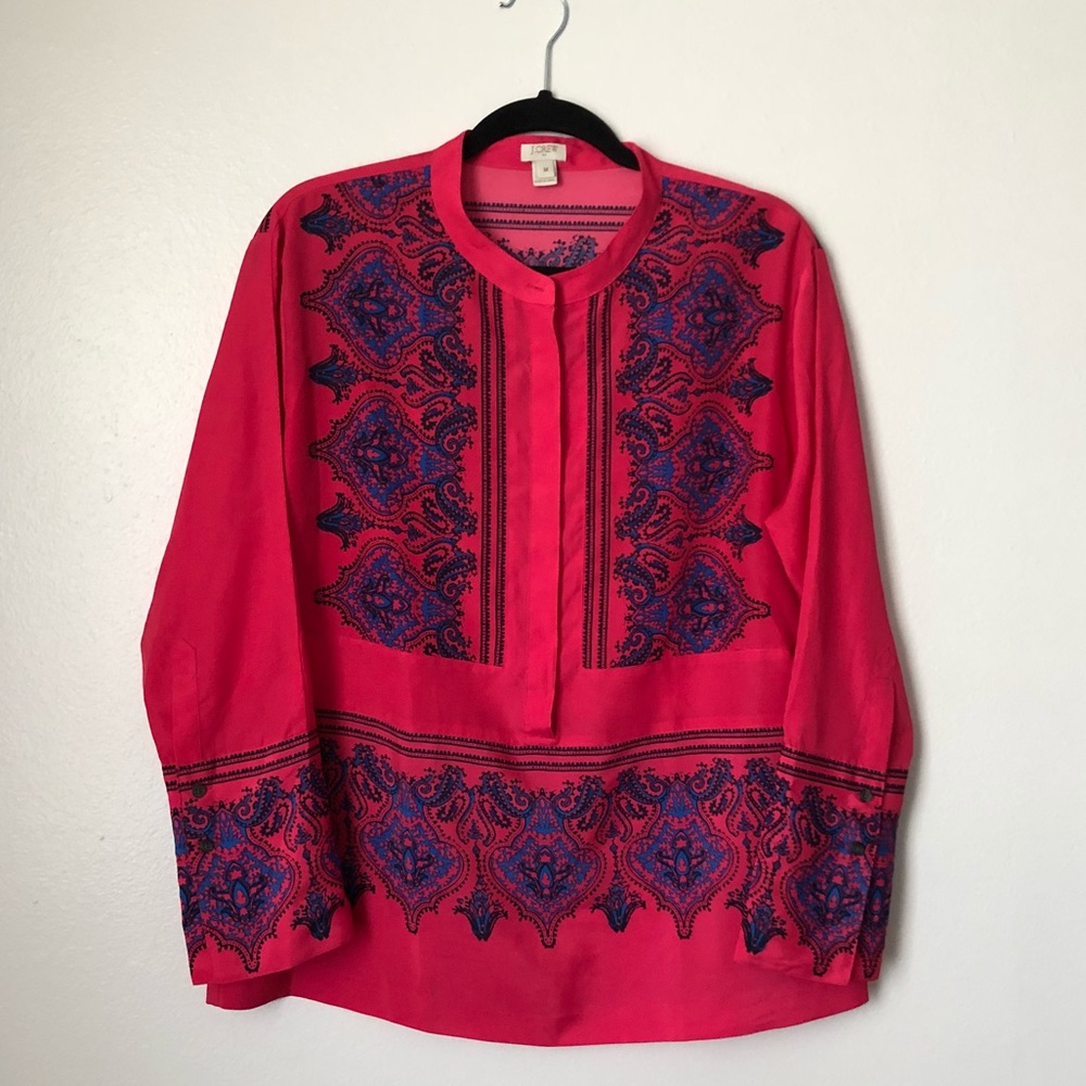 J. Crew Pink and Blue Paisley Blouse